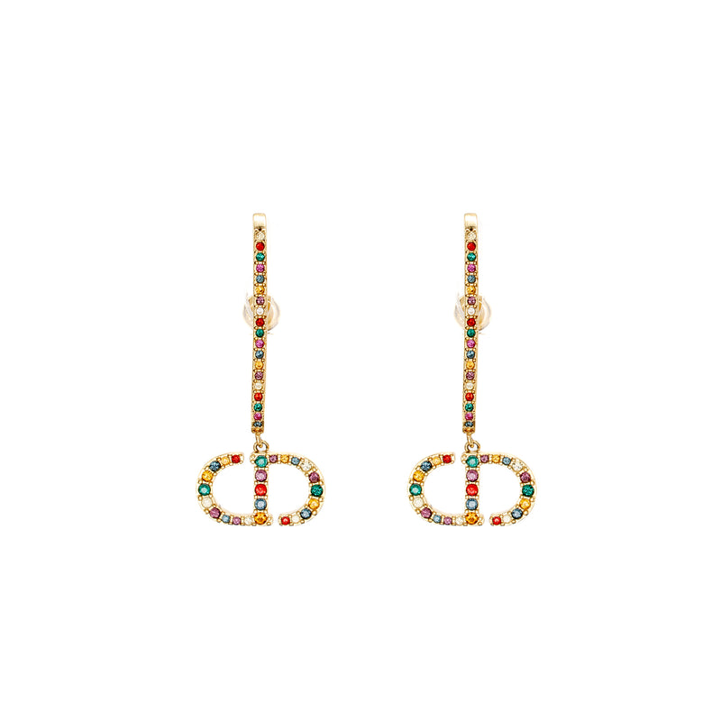Dior Montaigne 30 Earrings Multicoloured Crystal Gold Tone