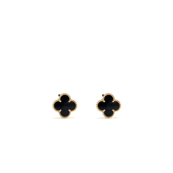Van Cleef & Arpels Vintage Alhambra Earrings Yellow Gold, Onyx