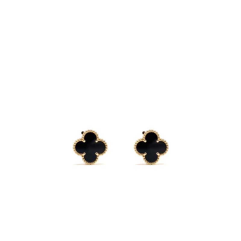 Van Cleef & Arpels Vintage Alhambra Earrings Yellow Gold, Onyx