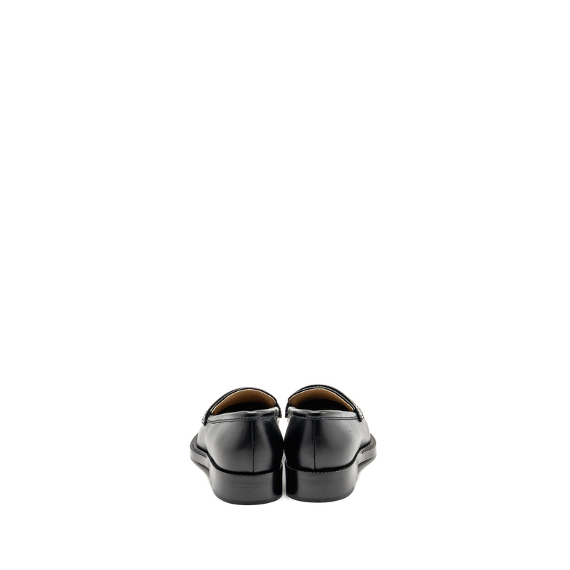 Chanel Size 37.5 CC Quilted Loafers Leather Black LGHW