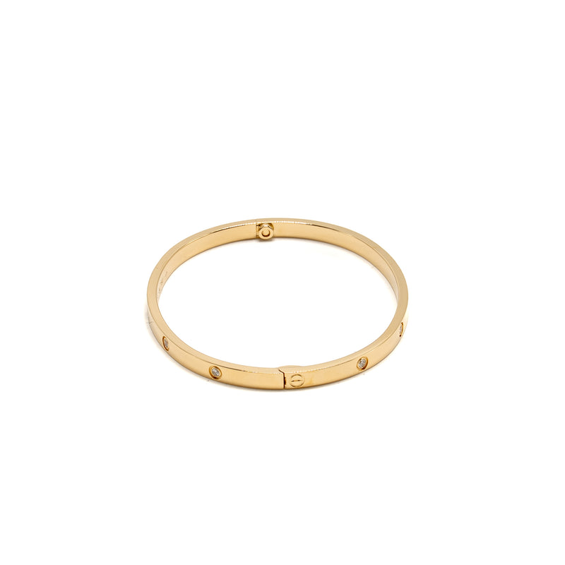 Cartier Size 17 Love Bracelet, Yellow Gold Small Model 10 Diamonds