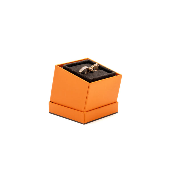 Hermes Size 51 Kelly Cadenas Double Ring Rose Gold With Diamonds