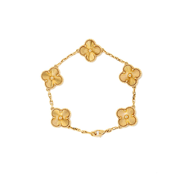 Van Cleef & Arpels Vintage Alhambra Bracelet 5 Motifs Yellow Gold