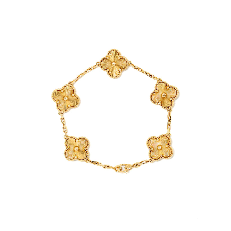 Van Cleef & Arpels Vintage Alhambra Bracelet 5 Motifs Yellow Gold