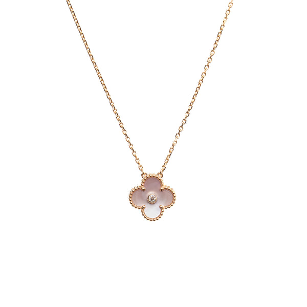 Van Cleef & arpels 2025 holiday pendant pink mother of Pearl rose gold with diamond