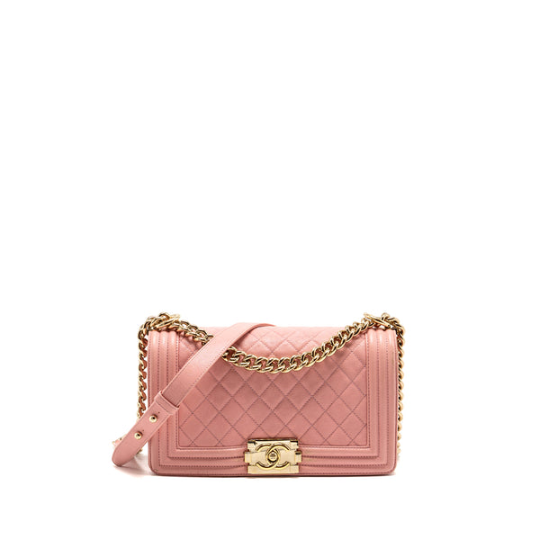 Chanel Medium Boy Bag Grained Calfskin Pink LGHW