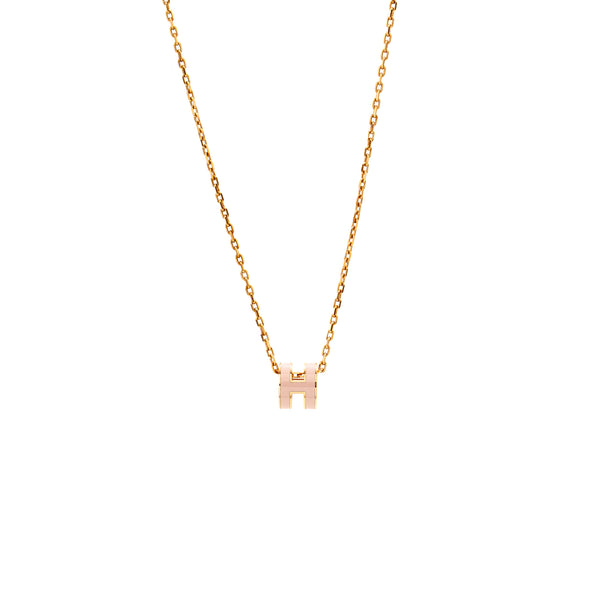 Hermes Mini Pop H Pendant Rose Dragee RGHW
