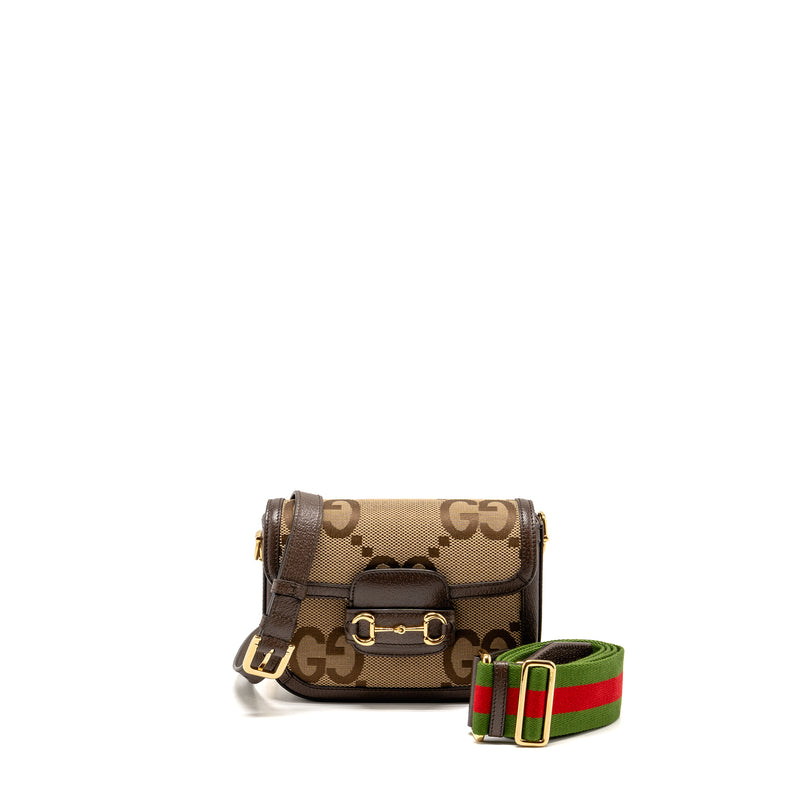 Gucci Horsebit 1955 small shoulder bag giant GG supreme canvas beige/b