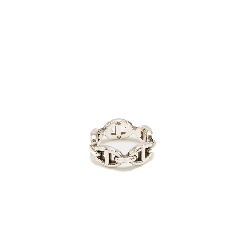 Hermes Size 51 Chaine D’ancre Enchainee Ring, Small Model Sterling Silver
