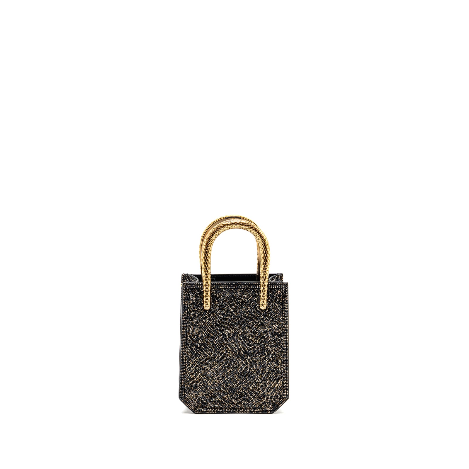 Bvlgari Serpentine Mini Tote Bag Crystal Sparkle Calfskin Antique Bron