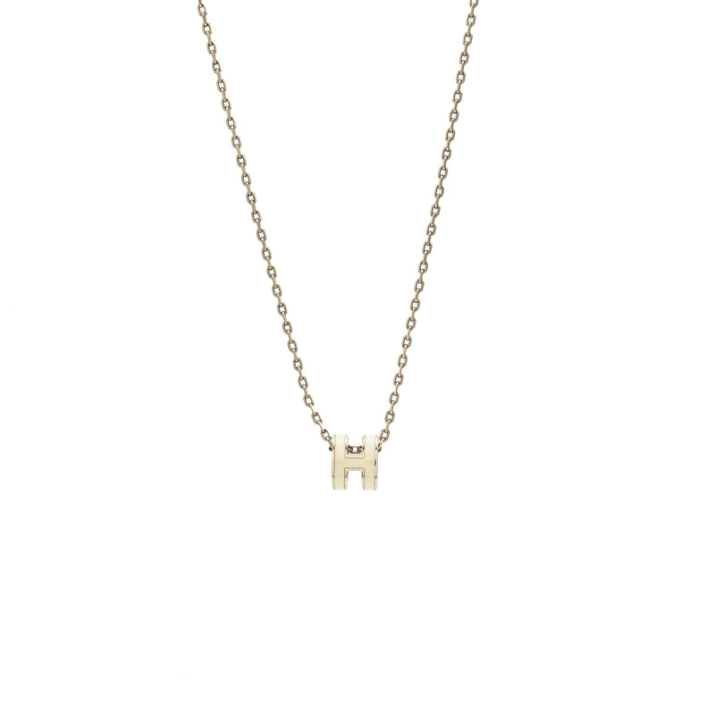 Hermes Mini Pop H Pendant Blanc SHW