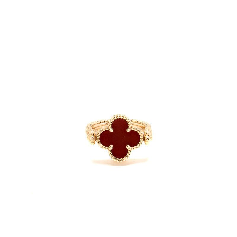 Van Cleef and Arpels size 53 Vintage Alhambra Reversible ring 18K rose gold, carnelian, diamond