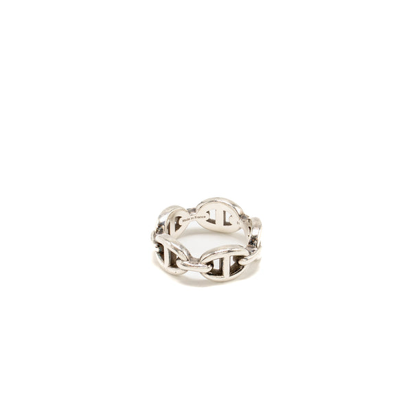 Hermes Size 51 Chaine D’ancre Enchainee Ring, Small Model Sterling Silver