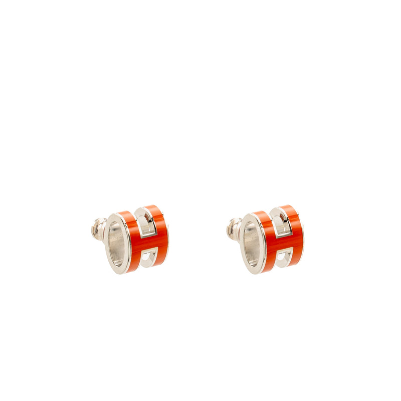 Hermes Pop H Earrings Orange SHW