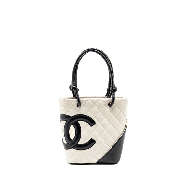 Chanel Small Cambon Ligne Shopping Tote Bag Calfskin Black/White SHW