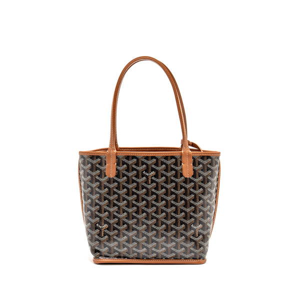 Goyard Mini Anjou Tote Bag Goyardine Canvas/Calfskin Tan SHW
