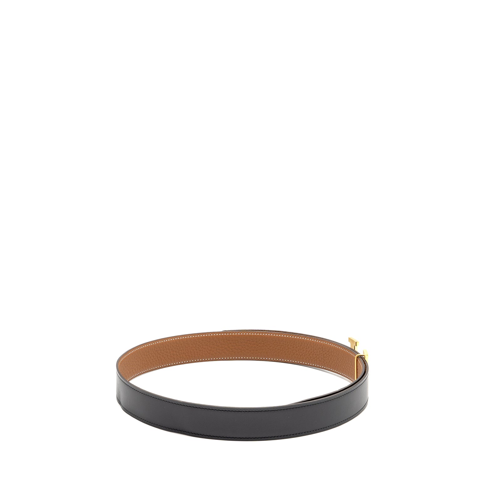 Hermes Size 95 H Buckle Reversible Belt Togo/Box Gold/Black  display picture 1