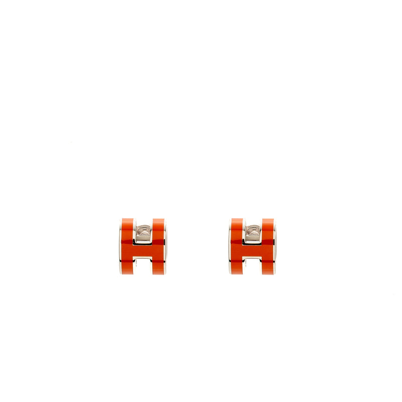 Hermes Pop H Earrings Orange SHW