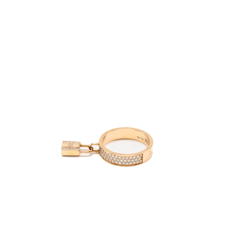 Hermes Size 51 Kelly Clochette Ring, Medium Model Rose Gold Diamonds