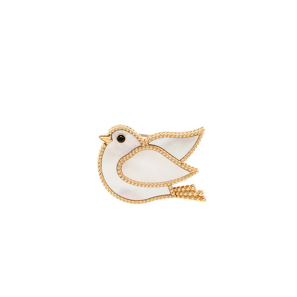 Van Cleef & Arpels Lucky Animals Dove Clip Rose Gold/Mother-of-pearl/Onyx