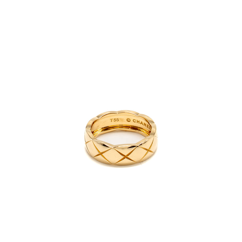 Chanel Size 55 Coco Crush Ring Small Version Quilted Motif Beige Gold
