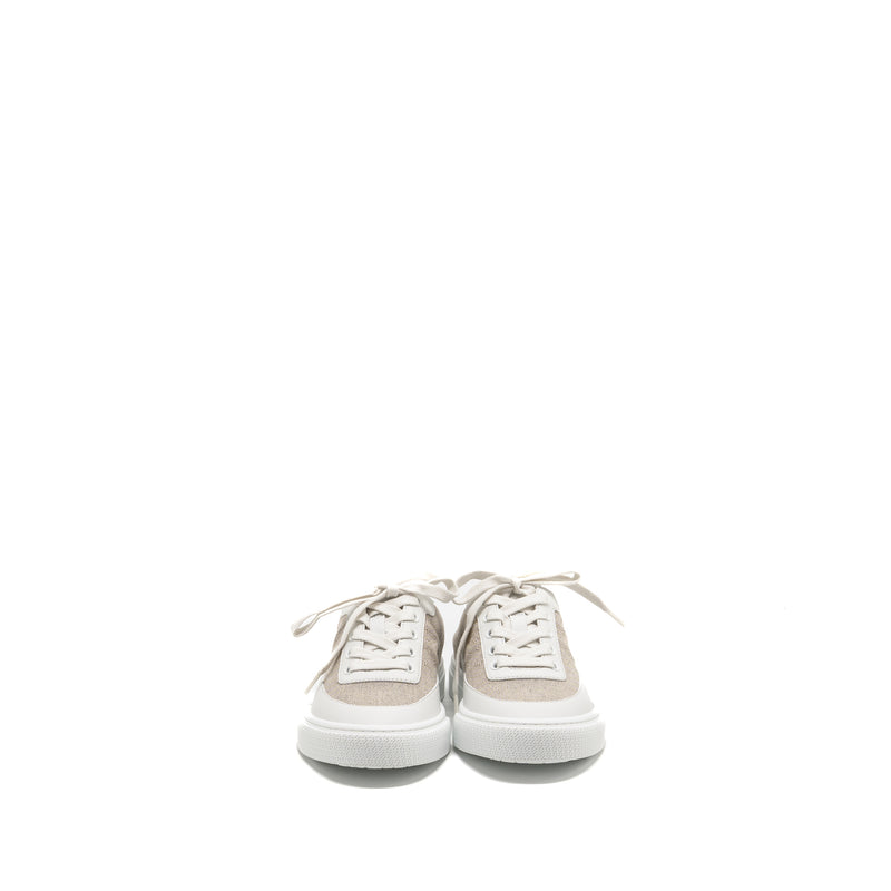 Hermes Size 36 Keep Sneaker H Canvas/Calfskin Prunoir/Blanc