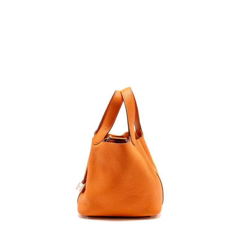 Hermes Picotin 18 Lock Bag Clemence Orange SHW Stamp B