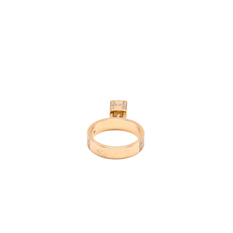 Hermes Size 51 Kelly Clochette Ring, Medium Model Rose Gold Diamonds