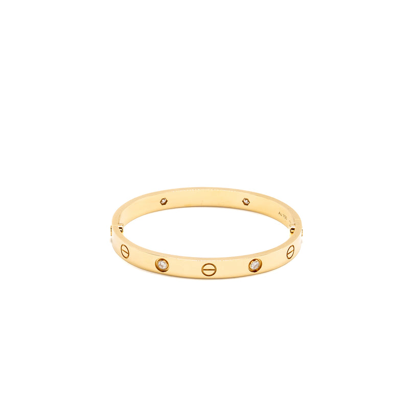 Cartier size 16 love bracelet classic model yellow gold with 4 diamonds