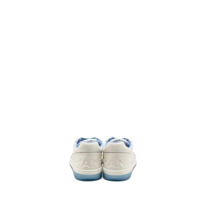 Chanel Size 37 Runner Tennis Sneakers Leather Blue/White