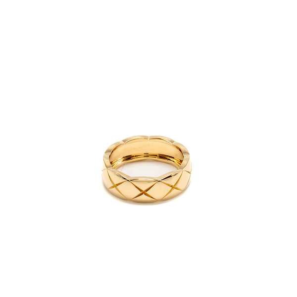 Chanel Size 55 Coco Crush Ring Small Version Quilted Motif Beige Gold