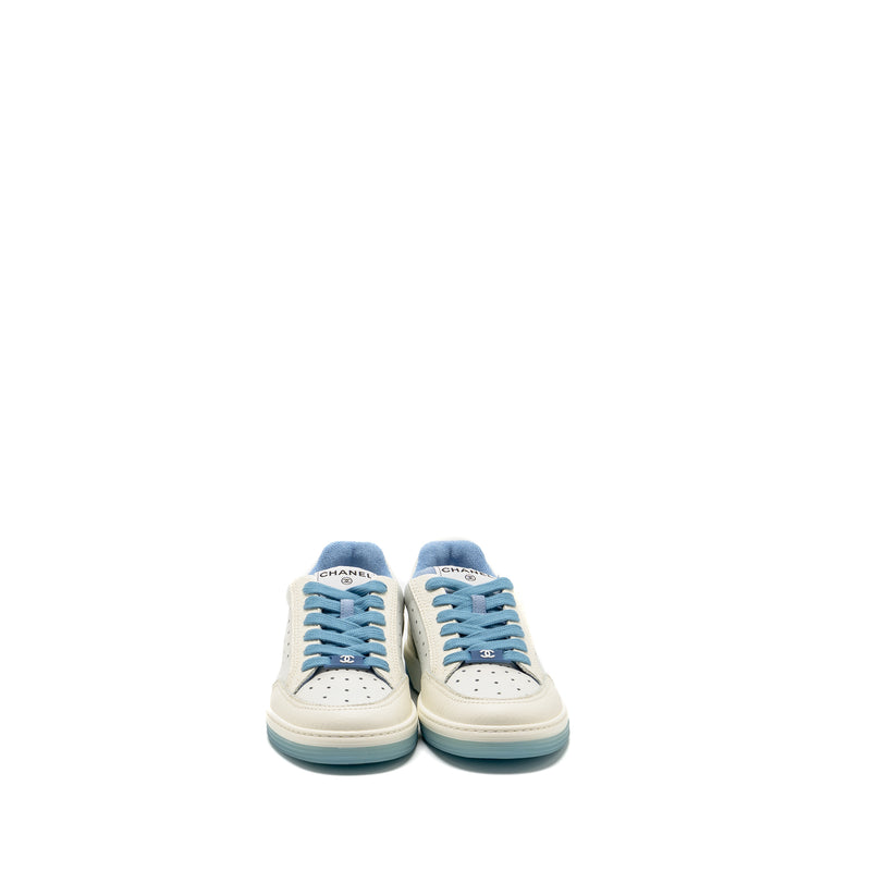 Chanel Size 37 Runner Tennis Sneakers Leather Blue/White