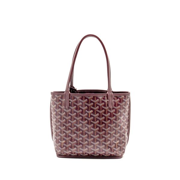 Goyard Mini Anjou Tote Bag Goyardine Canvas Bordeaux SHW