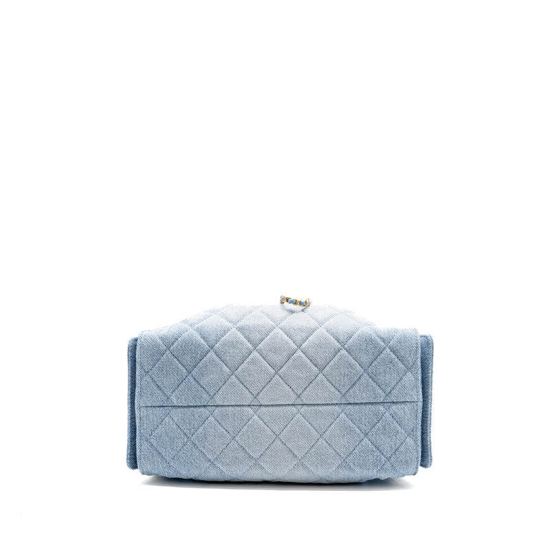 Chanel small 25 bag washed denim light blue GHW (microchip)