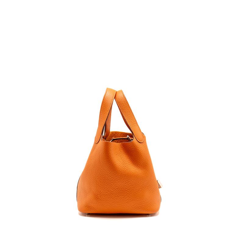 Hermes Picotin 18 Lock Bag Clemence Orange SHW Stamp B