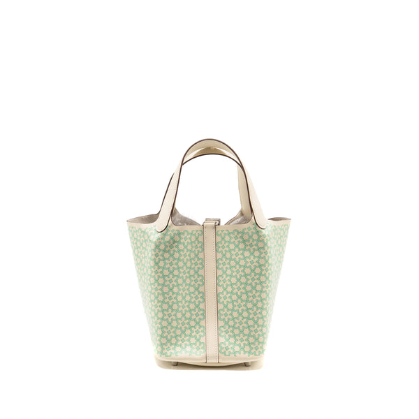 Hermes Lucky Daisy Picotin 18 Lock Bag Swift Nata/Vert/Blanc SHW Stamp U