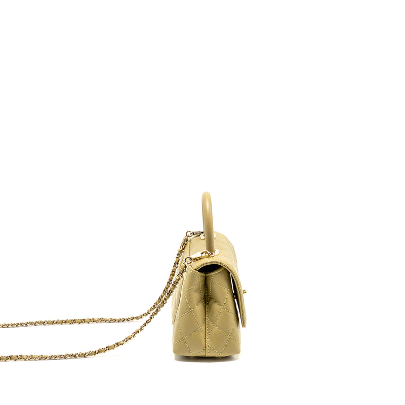 Chanel Mini Coco Handle Caviar Light Green LGHW (Microchip)