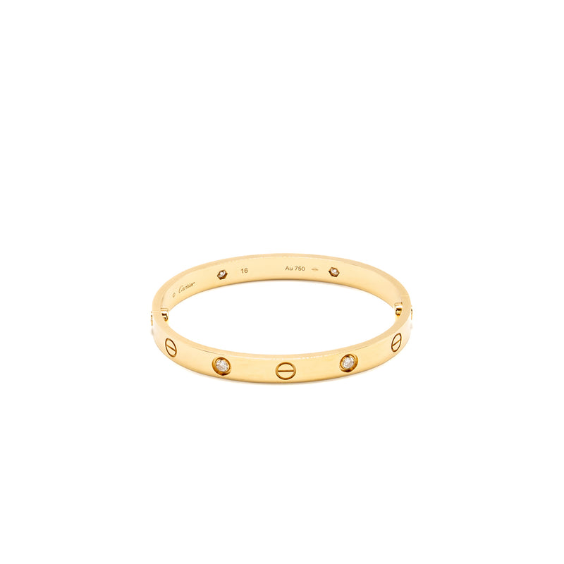 Cartier size 16 love bracelet classic model yellow gold with 4 diamonds
