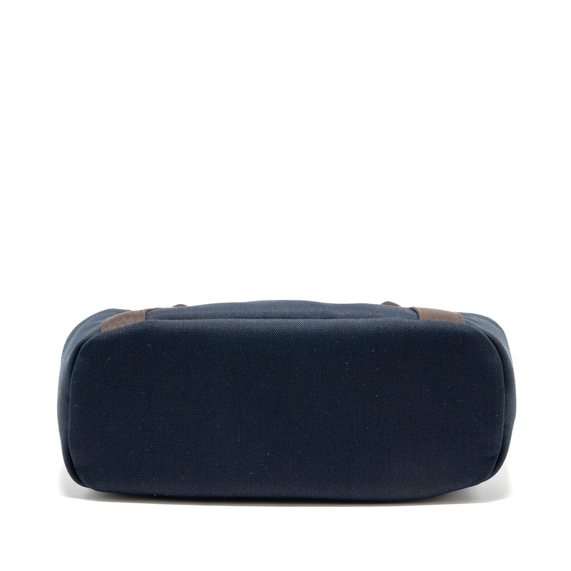 Hermes The Grooming Bag Canvas Bleu Navy/Feu SHW Stamp K