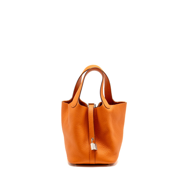 Hermes Picotin 18 Lock Bag Clemence Orange SHW Stamp B