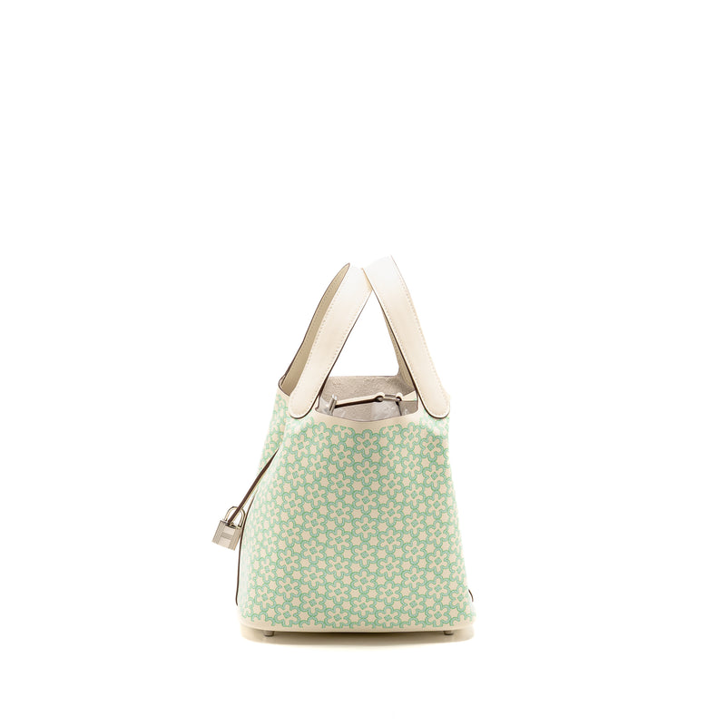 Hermes Lucky Daisy Picotin 18 Lock Bag Swift Nata/Vert/Blanc SHW Stamp U