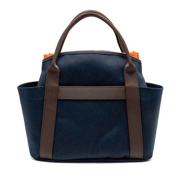 Hermes The Grooming Bag Canvas Bleu Navy/Feu SHW Stamp K