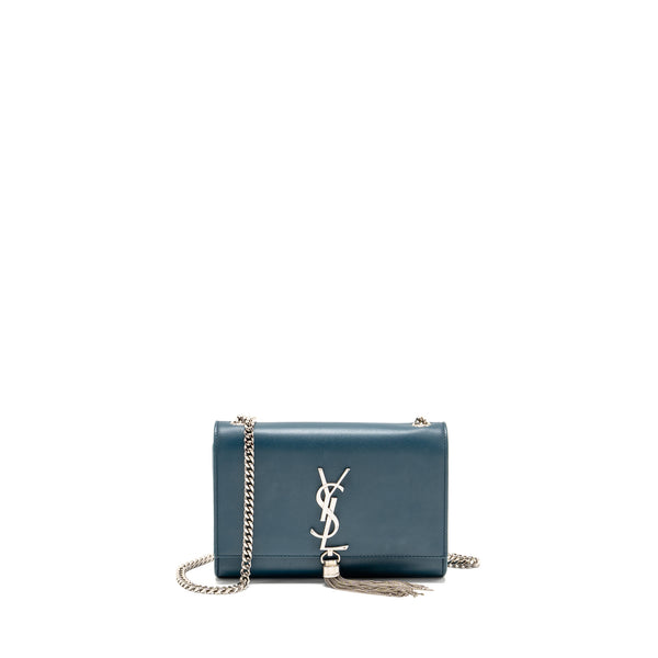 Saint Laurent/YSL Small Kate Bag with Tassel Caflskin Blue SHW