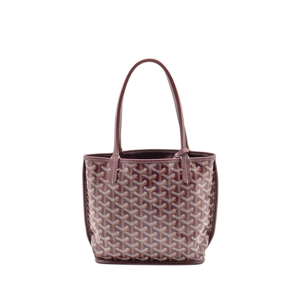 Goyard Mini Anjou Tote Bag Goyardine Canvas Bordeaux SHW