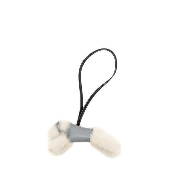 Hermes Budy Shearing Bag Charm Wool/Lambskin Ecru/Panti/Black Stamp K