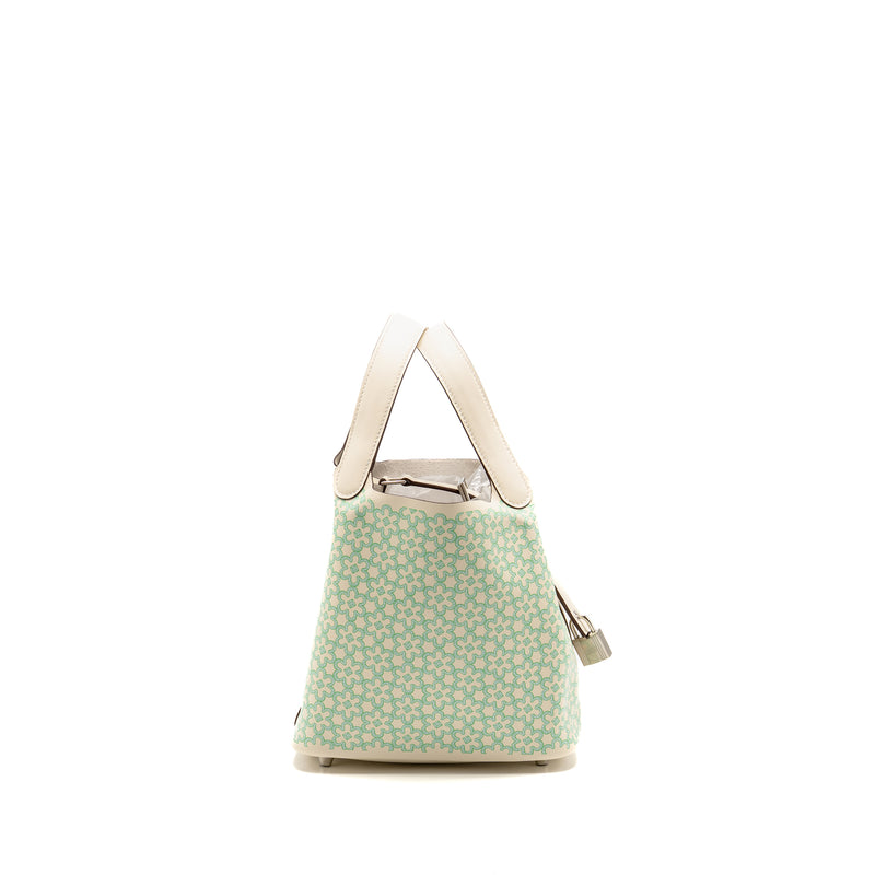 Hermes Lucky Daisy Picotin 18 Lock Bag Swift Nata/Vert/Blanc SHW Stamp U