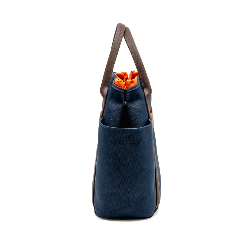 Hermes The Grooming Bag Canvas Bleu Navy/Feu SHW Stamp K