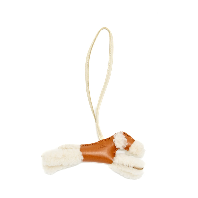 Hermes Budy Shearing Bag Charm Gold/Craie Stamp U