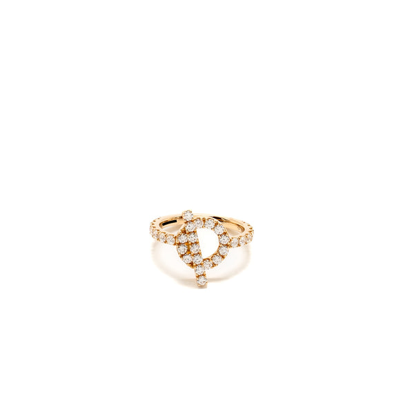 Hermes Size 50 Finesse Ring Rose Gold / Diamonds