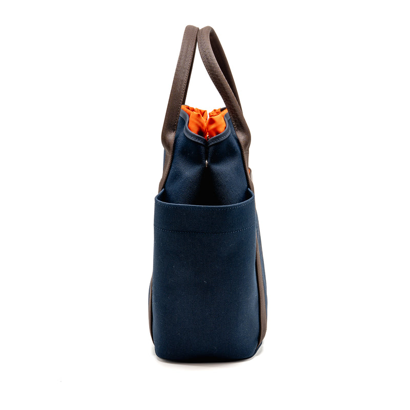 Hermes The Grooming Bag Canvas Bleu Navy/Feu SHW Stamp K